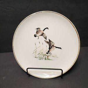 Vintage Crooksville China Co Side Plate Ceramic Porcelain Geese Gold Trim USA